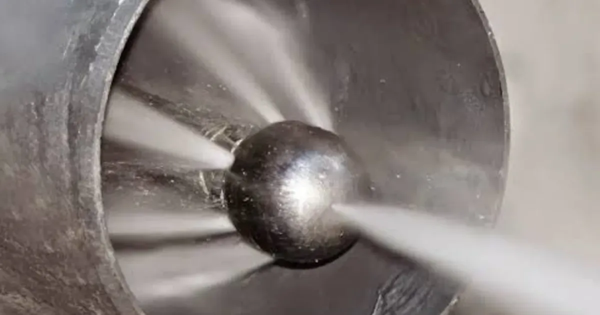 Boquilla de Hidrojet lanzando agua a presión dentro de una tubería de alcantarillado
